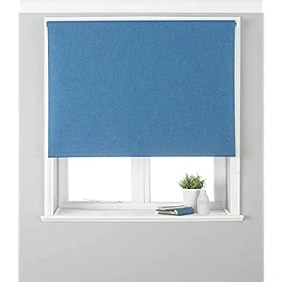 Image of Riva Home Eclipse Blackout Roller Blind, Polyester, Denim, 153 x 162cm
