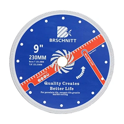 Image of Super Thin Diamond Porcelain Saw Blade with x Teeth,BRSCHNITT 230mm Arbor 25.4mm 22.23mm Angle Grinder Cutting Disc for Dry/Wet Tile Ceramic Marble Granite