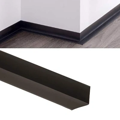 Image of Flexible Skirting Board Self Adhesive Trim PVC Angle Black 15m Long