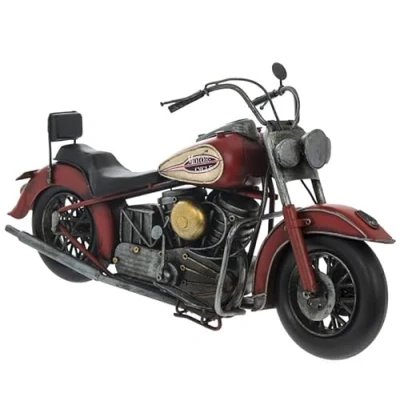 Image of Tamersgifts Metal Tin Vintage Collectible Models Classic Transport Cars Scooters Motorbikes Planes Trains Tractors (Red Motorbike Model)