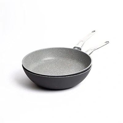 Image of MasterClass Set of Cast Aluminium Fry Pan 28cm, Wok 28cm
