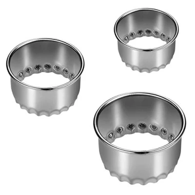 Image of 3 pcs Cookie Cutters Round Biscuit Mold Stainless Steel Circle Scone Cutter for Kids, Baking Dough, Pastry, Donut, Fondant, Fruit, Vegetable, DIY Cake Decoration