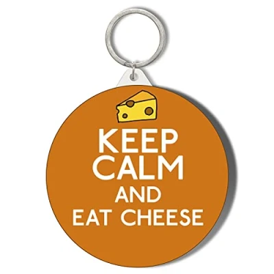 Image of Gift Insanity KEEP CALM AND EAT CHEESE (ORANGE BACKGROUND) 45mm Small Keyring