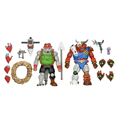 Image of NECA 81893 TMNT CARTOON DIRTBAG/GROUNDCHUCK 2 PACK Ninja Statues, Multicoloured