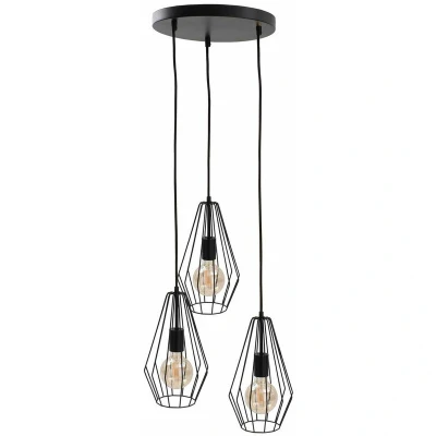 Image of Lex Cluster Pendant Ceiling Light Black, 32cm, 3x E27
