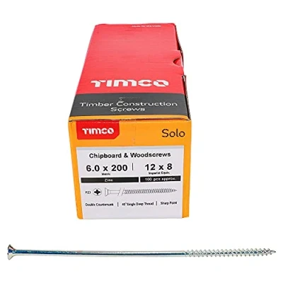 Image of 2x TIMCO Solo Chipboard &amp; Woodscrews Pz Double Countersunk Zinc 60200SOLOZ Pack of 100