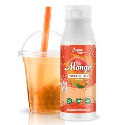 Image of The Inspire Food Company Original Fruit Syrup For Bubble Tea Mix 300ml Mango Tea, Boba Smoothies, Slushes &amp; Ice Blended 100% Vegan, Glutenfree With No Artificial Colors