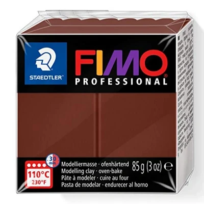 Image of STAEDTLER 8004 77 FIMO Professional Oven Hardening Polymer Modelling Clay, 85g Chocolate (Single Block)