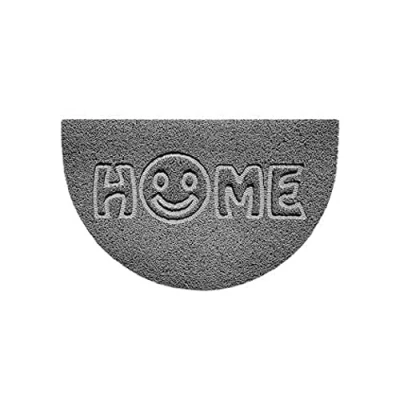 Image of Nicoman Embossed Halfmoon Half Circle Door Mat Dirt Trapper Jet Washable Doormat 70x44cm (Grey, HOME SMILEY FACE Shape) Use Outdoor ONLY