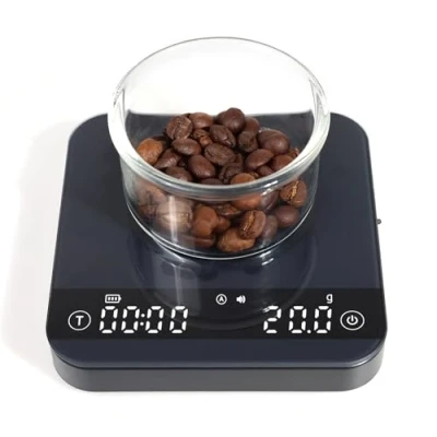 Image of Coffee Scales with Timer, 4 Modes Mini Digital Espresso Scale, 0.1g High Precision Weighing Scale Flow Rate for Pour over Coffee, Rechargeable Kitchen Scales, Max 2kg, Black