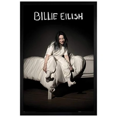 Image of Billie Eilish Wooden Framed When We All Fall Asleep Where Do Go Poster