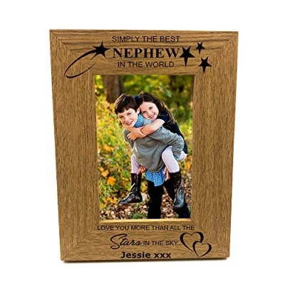 Image of ukgiftstoreonline Personalised Best Nephew Portrait Wooden Photo Frame Gift (5 x 7 Inch)