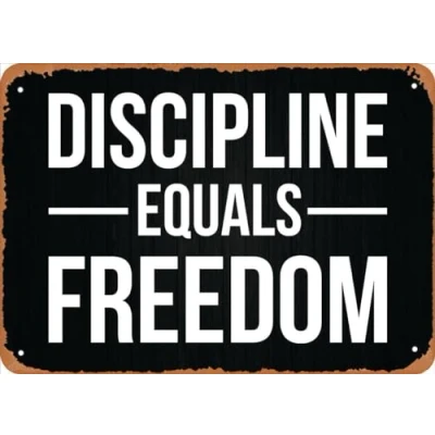 Image of Gym Metal Discipline Equals Freedom Vintage Wall Poster Tin Sign Art Funny Decor Bathroom Garage Bar and Club 8x12 Inch
