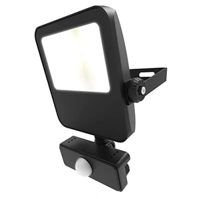 Image of 4lite Motion Sensor Floodlight (Black) 3400lm IP65 Rated Compact LED Integrated 10W Flood Light 4L2/1029 4Yr Guarantee