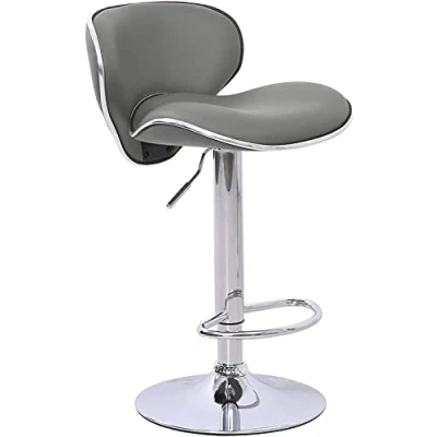 Image of EVRE Bar Stools, Breakfast Chairs with High Density Padded Seat, 360 Swivel Gas Lift, Armless Design, Steel Frame, Multifunctional for Kitchen, Dining, Living Room, Restaurant (Grey, Set of 1)