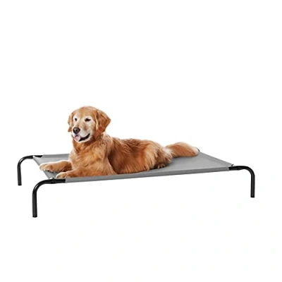 Image of Amazon Basics Raised Dog Bed, Cooling Breathable Elevated Pet L, Grey, 130 x 80 19 cm (L W H)