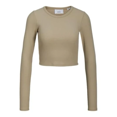Image of Jack &amp; Jones Women&#039;s Jxfeline Ls Rib Tee Noos Longsleeve T Shirt, Incense, M