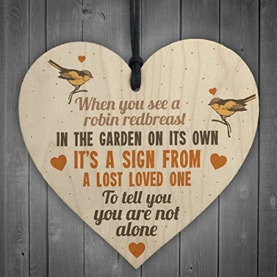 Image of RED OCEAN Robin Redbreast Memorial Bereavement Family Friend Nan Mum Dad Hanging Plaque Grave Gift Sign
