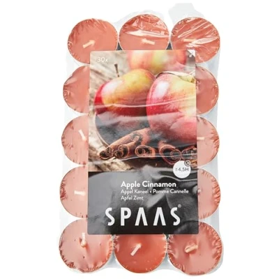 Image of Spaas 30 Scented Tealights in Flatpack, ± 4.5 Hours, Apple Cinnamon, Ginger Orange