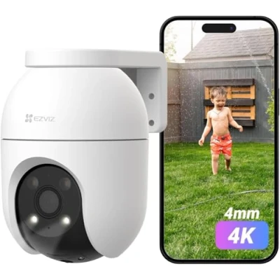 Image of EZVIZ 4K Security Camera Outdoor, Support 512 GB SD Card, No Monthly Fee, Colour Night Vision, Human/Vehicle Detection, Auto Track, Pan/Tilt 360 Home Wi Fi CCTV System, Alexa/Google (C8c 8MP 6mm)