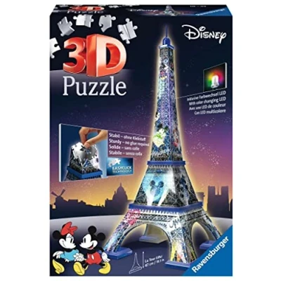 Image of Ravensburger Italy Disney Classics Tour Eiffel Puzzle, 3D Building, Night Edition, 12520
