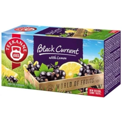Image of Teekanne Black Currant with Lemon All Natural Fruit Flavored Infusion Tea 20 Teabags