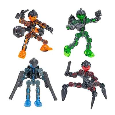 Image of Zing Klikbot, Series 3 Guardians, Complete Set of 4 Poseable Action Figures with Weapons, Includes Blitz, Sabre, Barrage and Tempest, Translucent, Stop Motion Animation