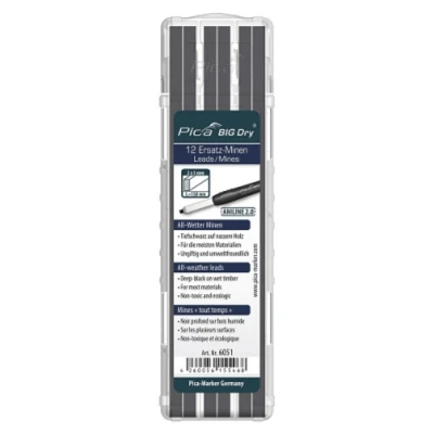 Image of Pica BIG DRY Pack of 12 Pencil Refills Wet Material Aniline Black Graphite 6051