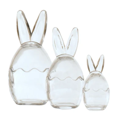 Image of Easter Bunny Ears Glass Storage Jars Set of 3 with Removable Lids, Clear Containers for Candy, Treats, and Pantry Organisation Adorable Spring Kitchen Decor