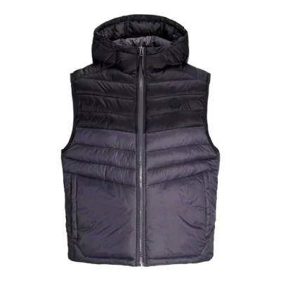 Image of JACK &amp; JONES Men&#039;s Jjesprint Bodywarmer Hood Vest, Asphalt/Detail: Black Blocking, M