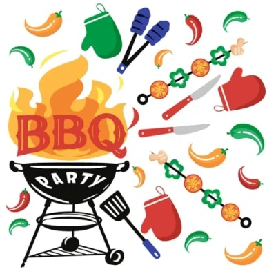 Image of 20 Serviettes Food Ready for Barbecue Table Decoration Paper Napkins with Motif Also Decoupage and 33 x cm