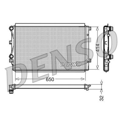 Image of 1K0121251AT, 1K0121251CD, 1K0121251DL, 1K0121251H, 1K0121253AA Engine radiator DENSO DRM32015 Aluminium 650mm 414mm 32mm VOLKSWAGEN: GOLF 5, 6