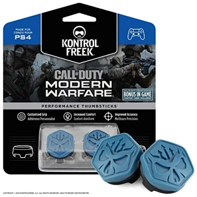 Image of KontrolFreek Call of Duty Modern Warfare Performance Thumbsticks for PlayStation 4 (PS4) 2 Mid Rise, Convex Blue/Black