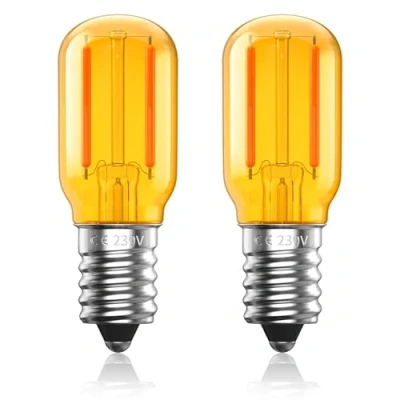 Image of Luxvista 1W E14 LED Vintage Light Bulb Warm White,T22 Salt Lamp Small Edison Screw SES Bulb,2000K Tubular Orange Amber Glass Dim Night Bulbs,Equivalent 10W,Non Dimmable,2 Pack