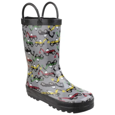Image of Cotswold Childrens Unisex Digger Puddle WATERPROOF Wellington Junior Grey Size UK 4.5 Infant
