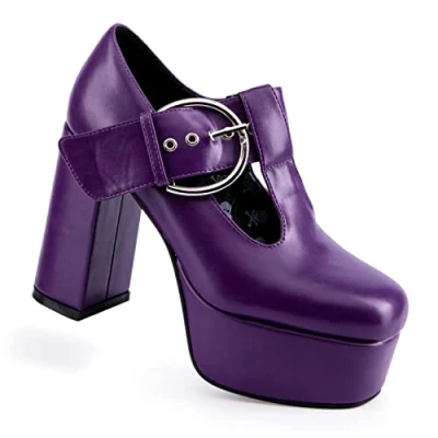 Image of LAMODA Women&#039;s Dream Lover Court Shoe, Purple Pu, 7 UK