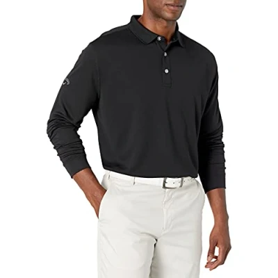 Image of Callaway Men&#039;s Long Sleeve Solid Golf Polo Shirt, Black, 4X Large