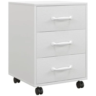 Image of HOMCOM Mobile Filing Cabinet with 3 Drawers, Under Desk File Cabinet, White