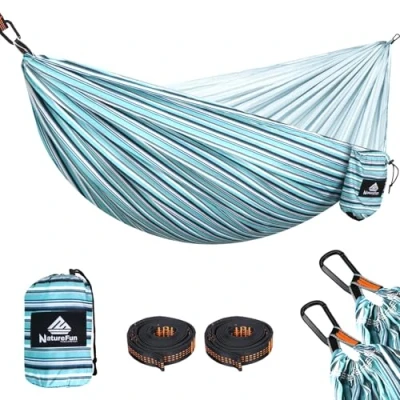 Image of NATUREFUN Ultra Light Travel Camping Hammock 300kg Load Capacity,Breathable,Quick drying Portable 2 x Premium Carabiners,2 Nylon Slings Included Outdoor Indoor Garden