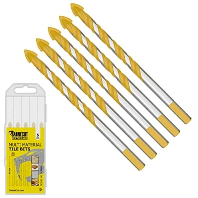 Image of 5 x SabreCut SCTBB5 5mm 91mm Multi Material Tile Drill Bits Set for Ceramic Porcelain Granite Marble with Durable Storage Box