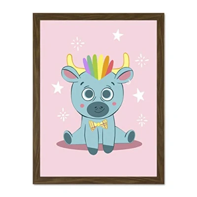 Image of Wee Blue Coo Kawaii Cow Bow Tie Large Framed Art Print Wall Poster 18x24 inch