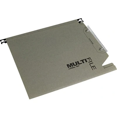 Image of Rexel 330 Lateral Hanging Files with Tabs and Inserts, 15 mm V base, 100 Percent Recycled Manilla, Green, Multifile , Pack of 50, 78080