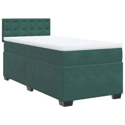 Image of vidaXL Box Spring Bed with Mattress Dark Green 80x200 cm Velvet