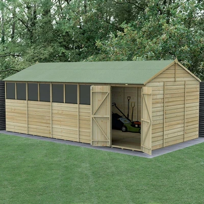 Image of 20&#039; x 10&#039; Forest Beckwood 25yr Guarantee Shiplap Pressure Treated Double Door Reverse Apex Wooden Shed (5.96m 3.21m)