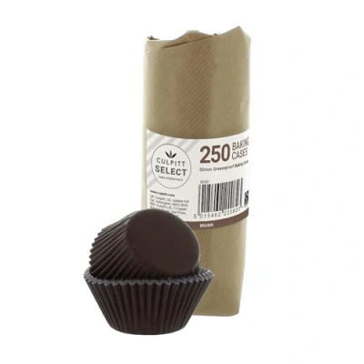 Image of Culpitt Select Brown Baking Cases, Greaseproof Paper Cups, 50mm Cupcake Cases Extra Large Pack of 250