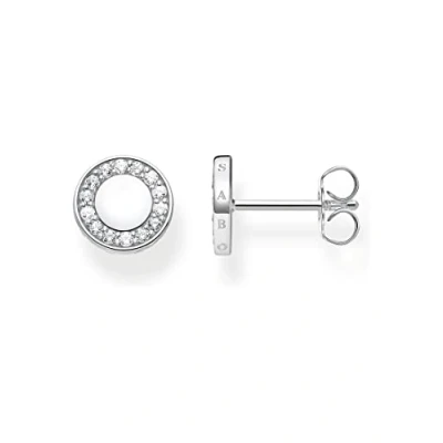 Image of THOMAS SABO Women Ear studs circle with white stones 925 Sterling Silver H2061 051 14