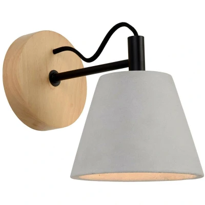 Image of Lucide Wall Light, Concrete, E14, 40 W, Taupe, Wood