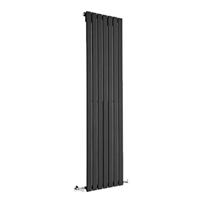 Image of Milano Alpha Black Vertical Single Flat Panel Radiator 1600mm x 490mm