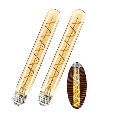 Image of ZYUJIA E27 T30 225mm LED Edison Vintage Filament Bulbs 4W(40W Halogen Bulb Equivalent) 400LM Warm White 2700K Not Dimmable Amber Glass Retro Tuber,2Packs