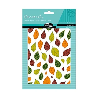 Image of Maildor Ref AE142C Decoraty Decorative Stickers Set (Pack of 6 Sheets) Autumn &amp; Spring Leaves Designs, 249 Included, Repositionable